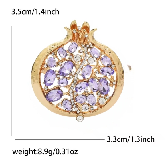 Gold-Tone Brooch with Lavender and Clear Stones - Picture 3 of 3